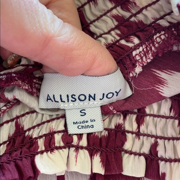 Evereve Allison Joy Arlo Ikat Cream & Burgundy Blouse Size Small - Picture 8 of 10